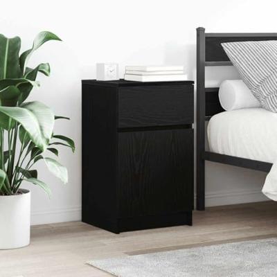 Nachtkastjes 2 st 39x35x65 cm bewerkt hout zwart