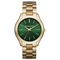 Michael Kors Dames MK3435 Slim Runway Groene wijzerplaat Geelgouden stalen armbandhorloge - thumbnail