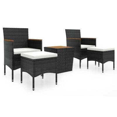 5-delige Bistroset poly rattan en massief acaciahout zwart 5-delige Bistroset poly rattan en massief acaciahout zwart
