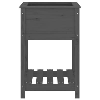 Plantenbak met schap 54x54x81 cm massief grenenhout grijs