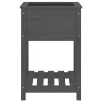 Plantenbak met schap 54x54x81 cm massief grenenhout grijs - thumbnail