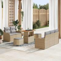 Tuinbankenset met kussen 8 pcs Beige poly rattan - thumbnail
