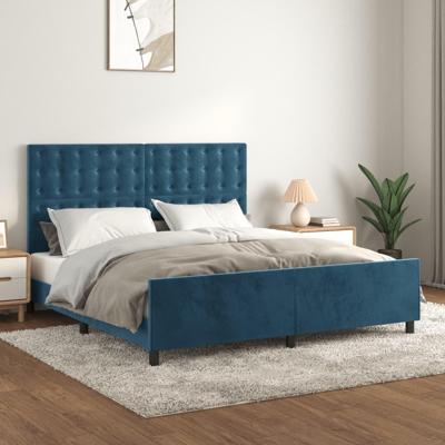 Bedframe met hoofdeinde fluweel donkerblauw 180x200 cm Bedframe met hoofdeinde fluweel donkerblauw 180x200 cm