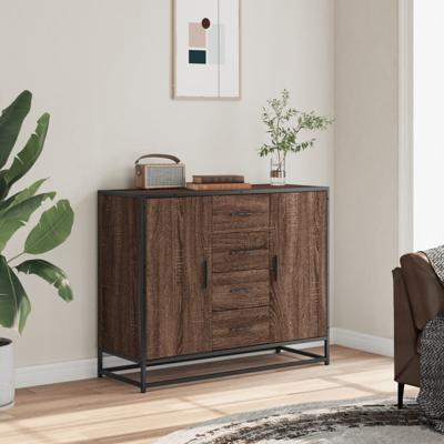 Dressoir 92x35x76 cm bewerkt hout bruin eikenkleurig