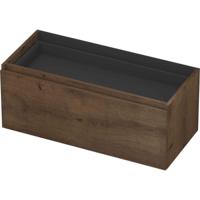 INK - Onderkast 1L met Binnenlade Greeploos Houten Keerlijst Fineer Zonder Sifonuitsparing in Binnenlade - 1000x450x400 Mm - Chocolate Fineer - thumbnail