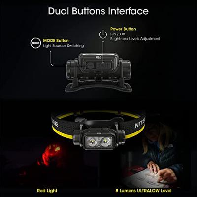 NiteCore NU40 Hoofdlamp LED werkt op een accu 1000 lm NiteCore NU40 Hoofdlamp LED werkt op een accu 1000 lm