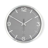 Wandklok | Diameter: 300 mm | Aluminium | Radiogestuurde tijd | Stille beweging | Grijs / Metaal - thumbnail