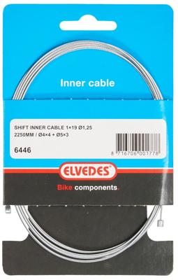 Schakel binnenkabel Elvedes 2250 mm 1 x 19 draads verzinkt ø1,25 met N-nippel ø4×4 + Tø5×3 (per stuk) - Zilver