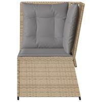 Tuinhoekbank met kussens poly rattan beige - thumbnail