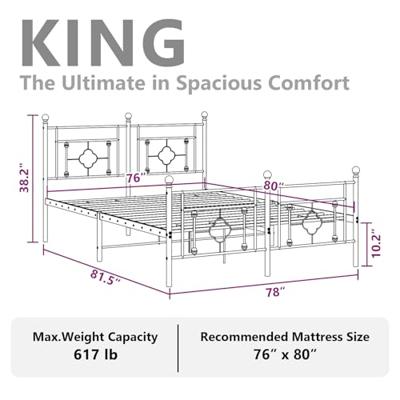 Bedframe met hoofd- en voeteneinde metaal zwart 193x203 cm