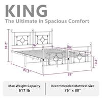 Bedframe met hoofd- en voeteneinde metaal wit 193x203 cm - thumbnail