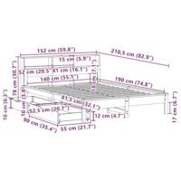 Bed met boekenkast zonder matras grenenhout wit 140x190 cm - thumbnail