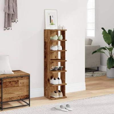 VidaXL Schoenenkast 28x27x102 cm bewerkt hout oud houtkleurig VidaXL Schoenenkast 28x27x102 cm bewerkt hout oud houtkleurig