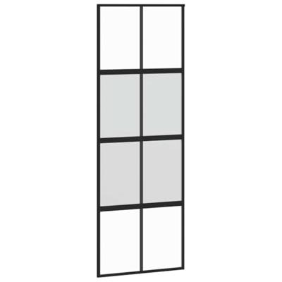 Schuifdeur met beslagset 76x205 cm gehard glas zwart