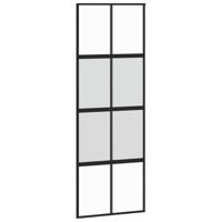 Schuifdeur met beslagset 76x205 cm gehard glas zwart - thumbnail