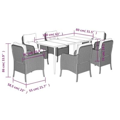 7-delige Tuinset met kussens poly rattan beige 7-delige Tuinset met kussens poly rattan beige