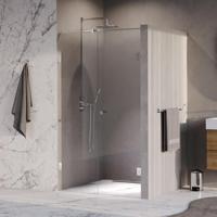 BRAUER Void Carving nisdeur 2-delig helder glas 110x200 omkeerbaar met draaideur 60 aan muur incl. glascoating chroom - thumbnail