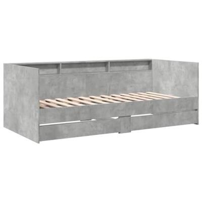 Slaapbank met lades zonder matras 75x190 cm betongrijs