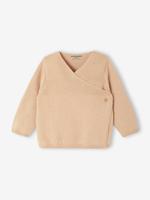 Tricot newborn romper van biologisch katoen beige - thumbnail