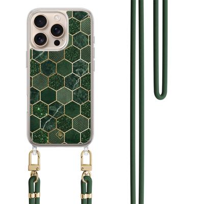 iPhone 16 Pro hoesje met groen koord - Kubus groen