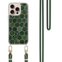 iPhone 16 Pro hoesje met groen koord - Kubus groen - thumbnail