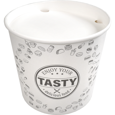 Bak | Karton + PE | 2150ml | TASTY | incl. Deksel | foodbucket | 160mm | wit | 150 stuks