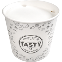 Bak | Karton + PE | 2150ml | TASTY | incl. Deksel | foodbucket | 160mm | wit | 150 stuks - thumbnail