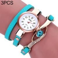 3 PC'S Eye vorm edelsteen armband horloge voor vrouwen (Lake Blue) - thumbnail