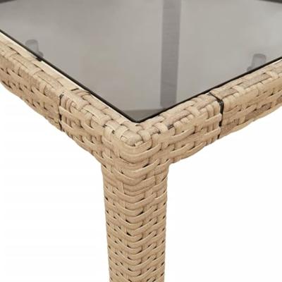 11-delige Tuinset met kussens poly rattan en glas beige - thumbnail
