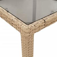 9-delige Tuinset met kussens poly rattan en glas beige - thumbnail