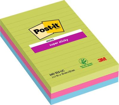 Post-it Super Sticky notes XXL, 90 vel, ft 102 x 152 mm, geassorteerde kleuren, pak van 3 blokken Post-it Super Sticky notes XXL, 90 vel, ft 102 x 152 mm, geassorteerde kleuren, pak van 3 blokken