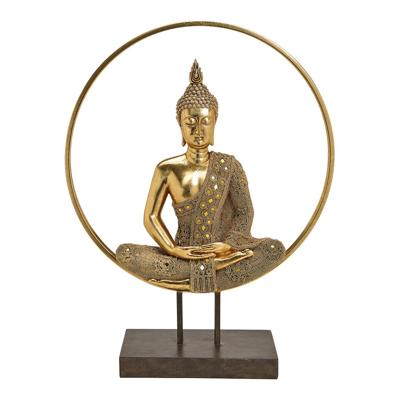 Displaystand Buddha in cirkel van poly, metaal goud (B/H/D) 49x65x17cm