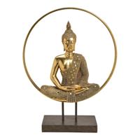 Displaystand Buddha in cirkel van poly, metaal goud (B/H/D) 49x65x17cm - thumbnail