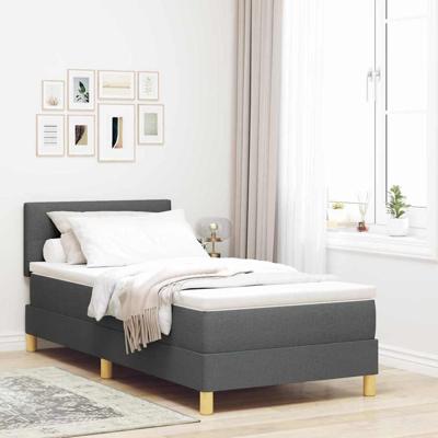 Boxspringbed met matras en LED stof donkergrijs 90x200 cm
