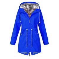 Vrouwen Waterproof Rain Jacket Hooded Regenjas Size:S (Blauw) - thumbnail