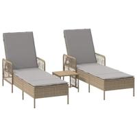 Ligbed met kussen 2 pcs Beige 35 x 35 x 32cm poly rattan - thumbnail