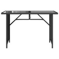 Tuintafel met glazen blad 110x68x70 cm poly rattan zwart - thumbnail