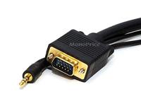 Monoprice 100556 3-voeten Super VGA HD15 M/M kabel met stereo audio en drievoudige afscherming, verguld - thumbnail