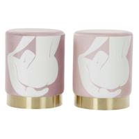 Voetensteun DKD Home Decor Scandi Gouden Wit Licht Roze 30 x 30 x 38 cm (2 Stuks) - thumbnail