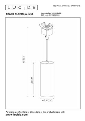 Lucide TRACK FLORIS Hanglamp - 1-fase Railsysteem / Railverlichting - 1xGU10 - Mat Goud / Messing (Uitbreiding)