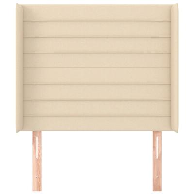 Hoofdbord met randen 83x16x118/128 cm stof crèmekleurig