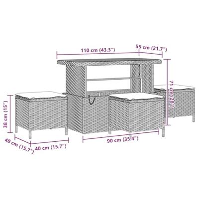 9-delige Tuinbankenset met kussens poly rattan acacia beige