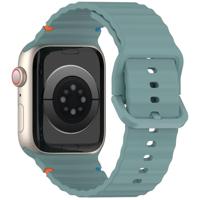 By Qubix - Wave sportband - Dennegroen - Compatible met Apple Watch 44mm / 45mm / 46mm / 49mm - Compatible Apple watch bandjes - thumbnail
