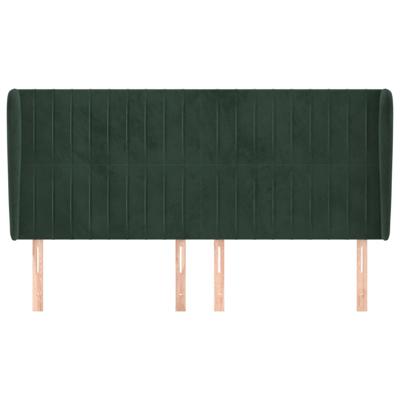 Hoofdbord met randen 183x23x118/128 cm fluweel donkergroen