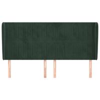 Hoofdbord met randen 183x23x118/128 cm fluweel donkergroen - thumbnail