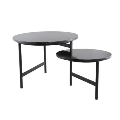 PTMD bijzettafel waze marmeren tafelblad zwart 60 cm b-keus | 2 stuks