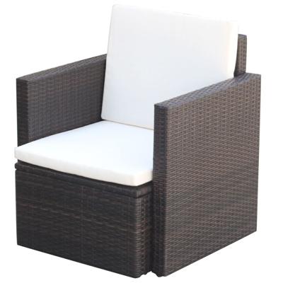 VidaXL Tuinstoel met kussens poly rattan bruin