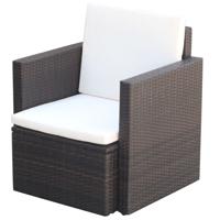 VidaXL Tuinstoel met kussens poly rattan bruin - thumbnail