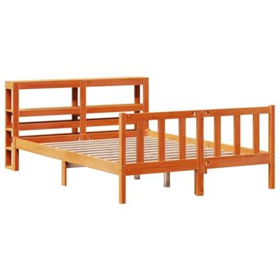 Bedframe met hoofdbord massief grenenhout wasbruin 120x190 cm