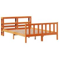 Bedframe met hoofdbord massief grenenhout wasbruin 120x190 cm - thumbnail